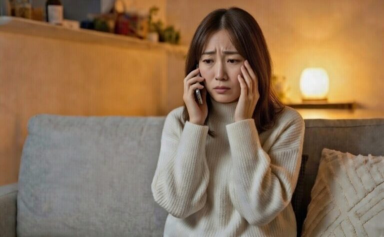 電話占いで復縁を求める女性