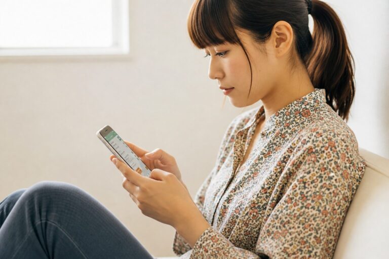 LINEをしている女性